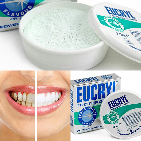 Combo Bột Tẩy Trắng Răng Eucryl Tooth Powder 50g và Kem đánh trắng răng Eucryl Làm Trắng Răng Hiệu Quả