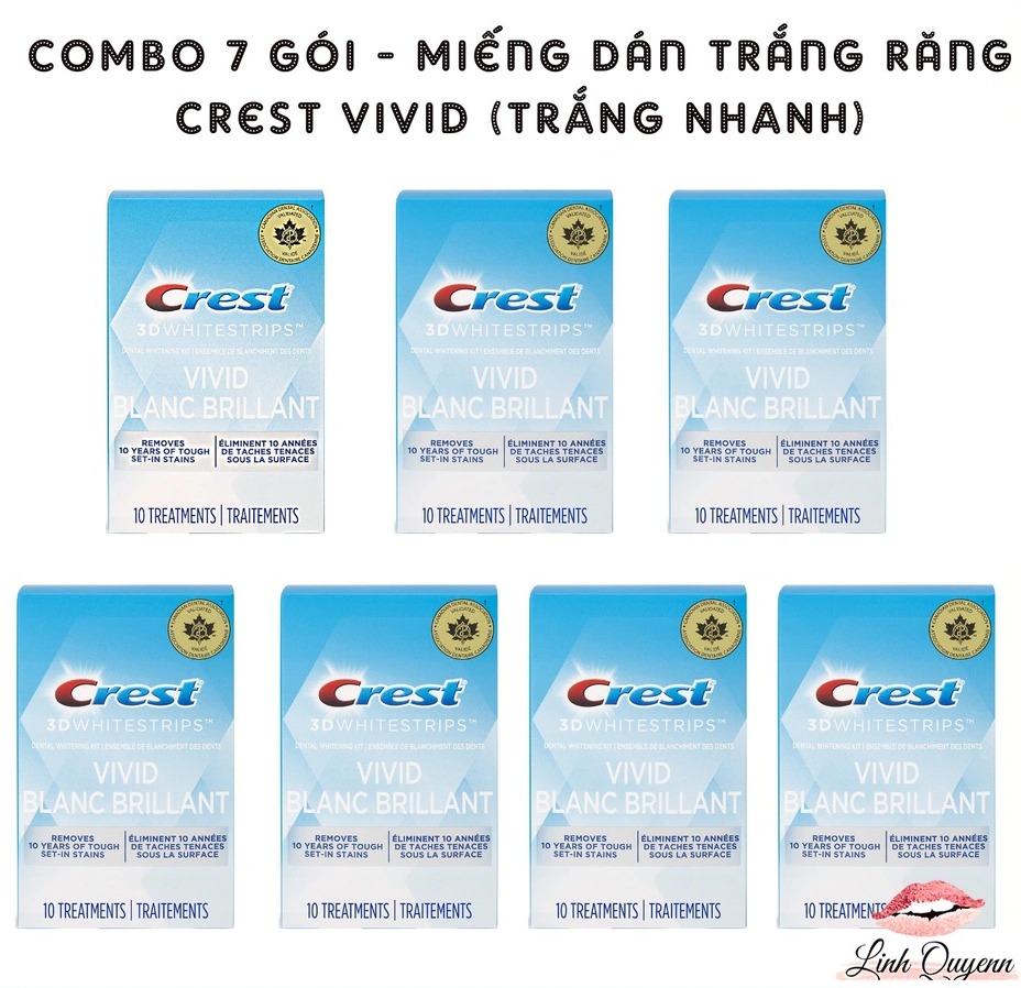 Combo 7 Ngày Miếng Dán Trắng Răng Crest 3D White Của Mỹ - Làm Trắng Răng Tại Nhà Tẩy Trắng Răng Cấp Tốc