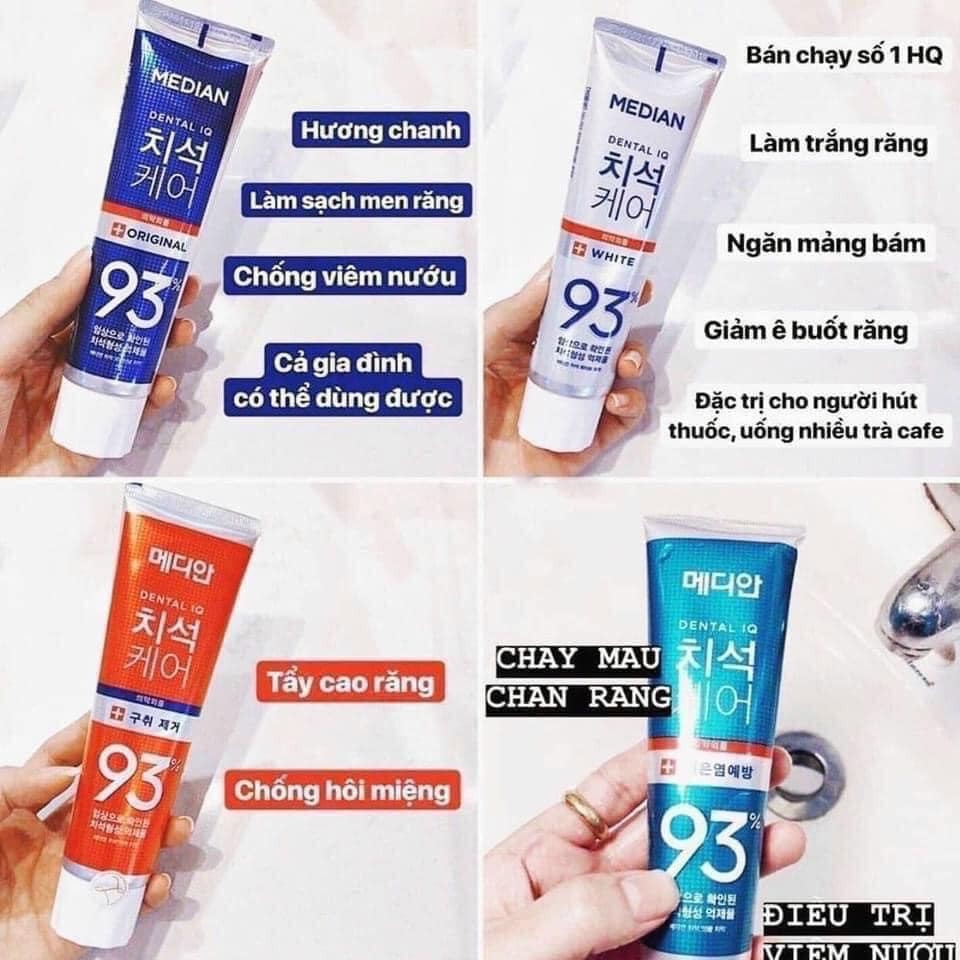Kem Đánh Răng Median Dental IQ 93% Toothpaste Hàn Quốc Làm Trắng Răng Cấp Tốc | Crest 3D White