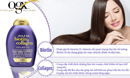 DẦU GỘI XẢ DƯỠNG DÀY TÓC VÀ SUÔN MƯỢT OGX THICK & FULL + BIOTIN & COLLAGEN 385ML