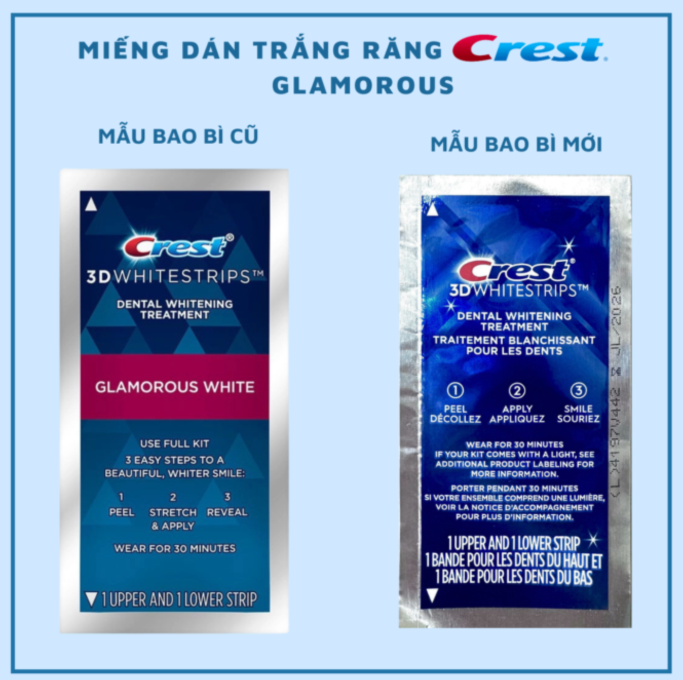 Miếng Dán Trắng Răng Crest 3D White Của Mỹ - Làm Trắng Răng Tại Nhà Tẩy Trắng Răng Cấp Tốc Combo 7 gói