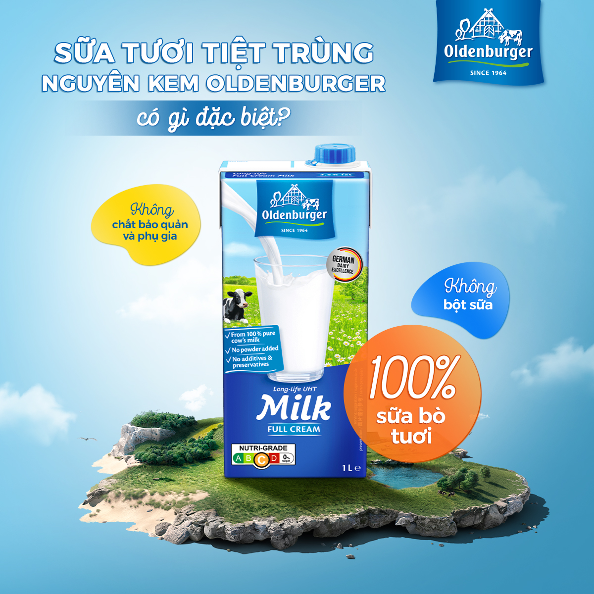 Sữa Tươi Oldenburger Nguyên Kem 1L Nhập Khẩu Đức