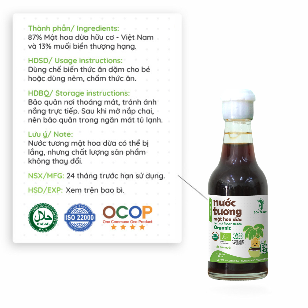 Sokfarm nước tương mật hoa dừa Organic cho bé
