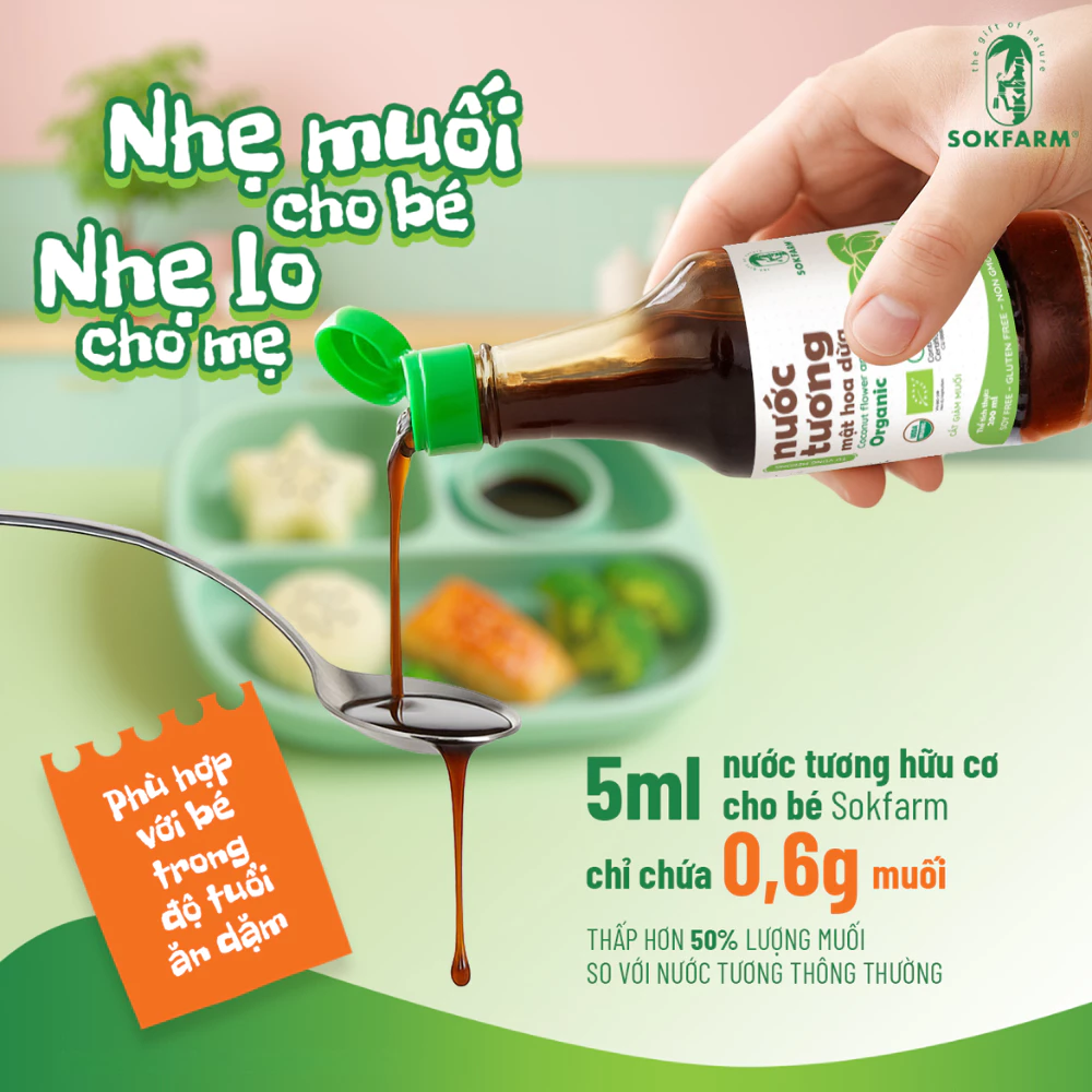 Sokfarm nước tương mật hoa dừa Organic cho bé