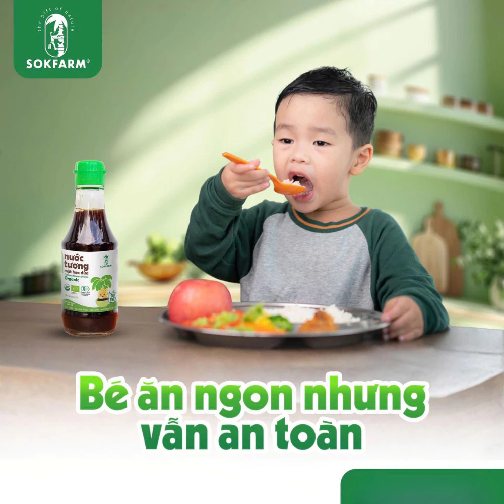 Sokfarm nước tương mật hoa dừa Organic cho bé