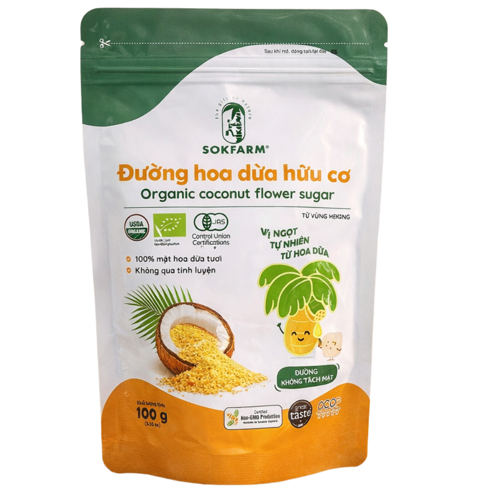 Sokfarm đường hoa dừa hữu cơ cho bé