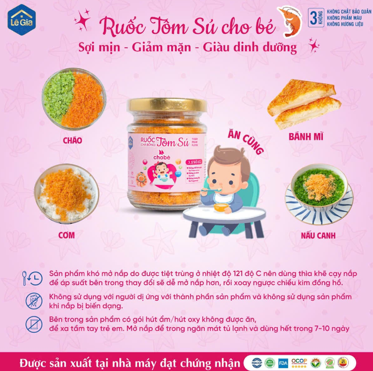 Lê Gia ruốc (chà bông) Tôm sú cho bé 45