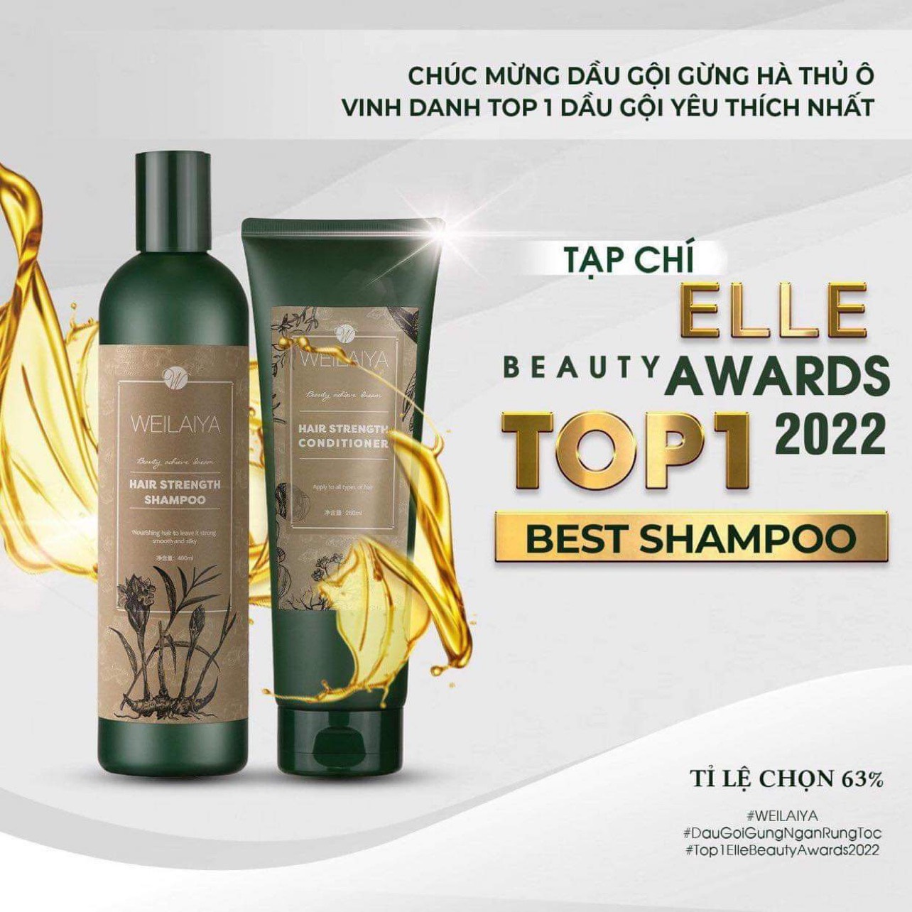 3 lý do dầu gội gừng Weilaiya đạt top 1 Elle Beauty Awards 2022