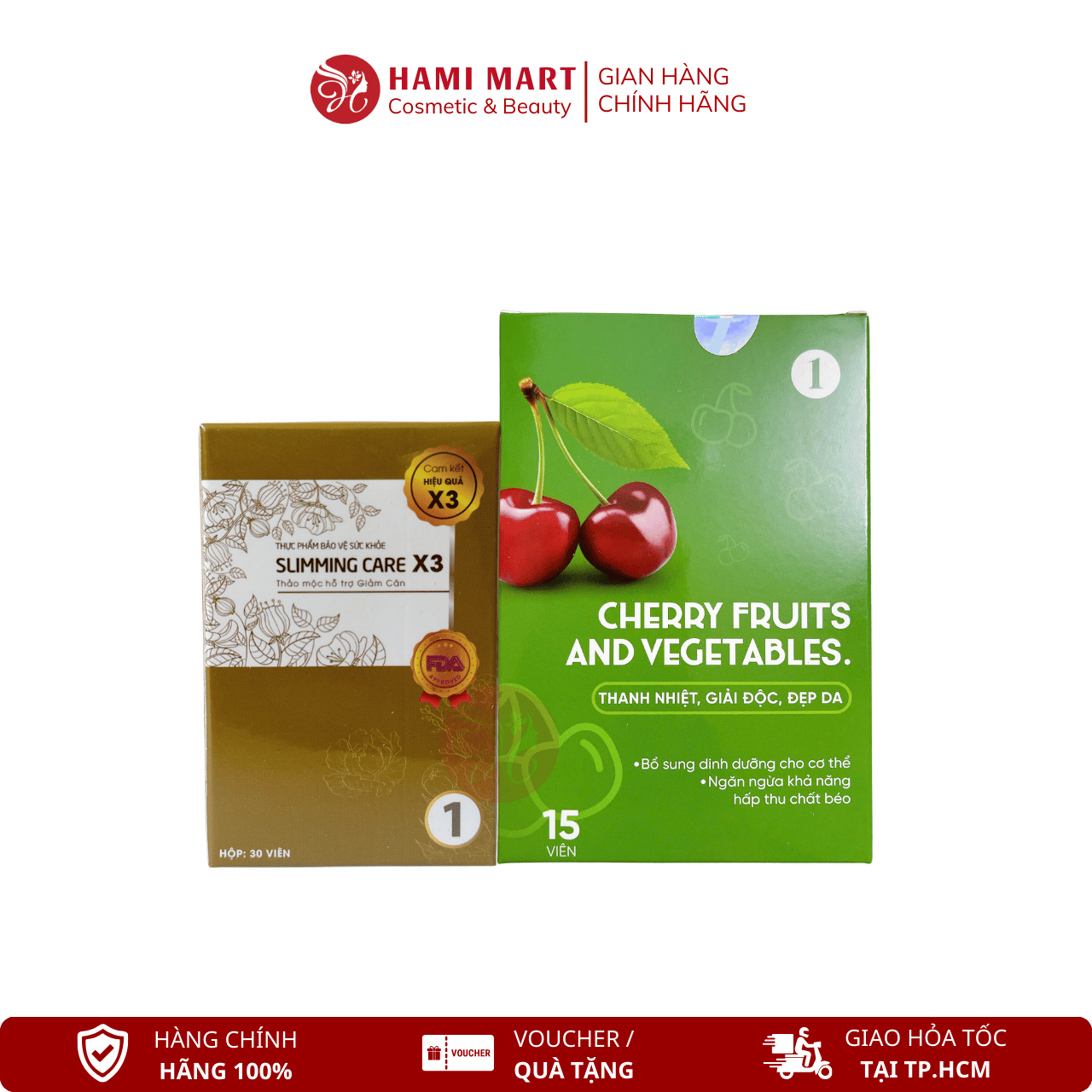 (Hết hàng) Viên Uống Giảm Cân Thảo Mộc X3 Slimming Số 1+ Tặng Detox Rau Xanh