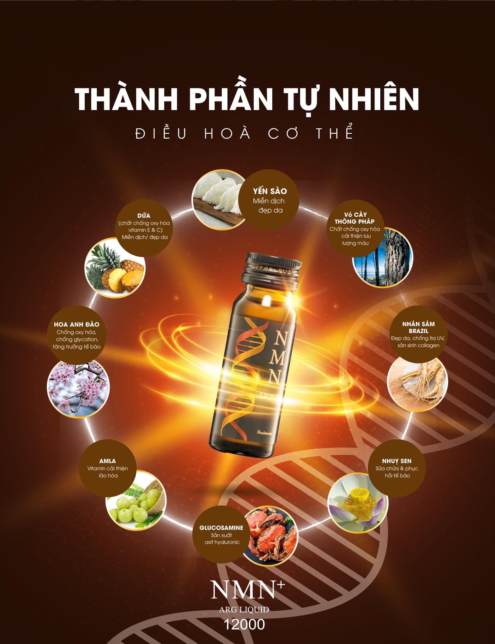 Nước Uống Trẻ Hóa Da NMN+ ARG Liquid 12000mg Peauhonnete