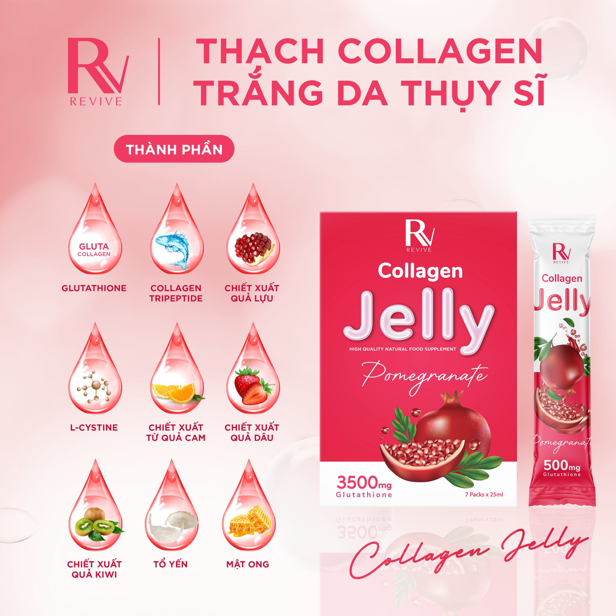 Thạch Trắng Da Collagen Jelly Thụy Sỹ - Hộp 7 Gói