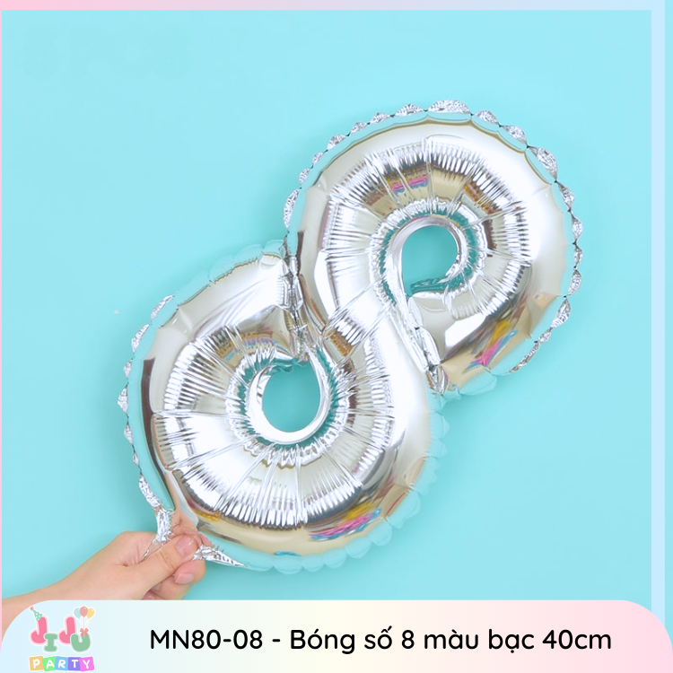 Bóng số 8 màu bạc trang trí sinh nhật size 40 cm