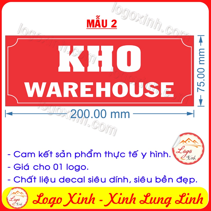 LOGO TEM STICKER BIẾN NHÀ KHO, KHO BÃI, WAREHOUSE DÙNG CHO VĂN PHÒNG ...