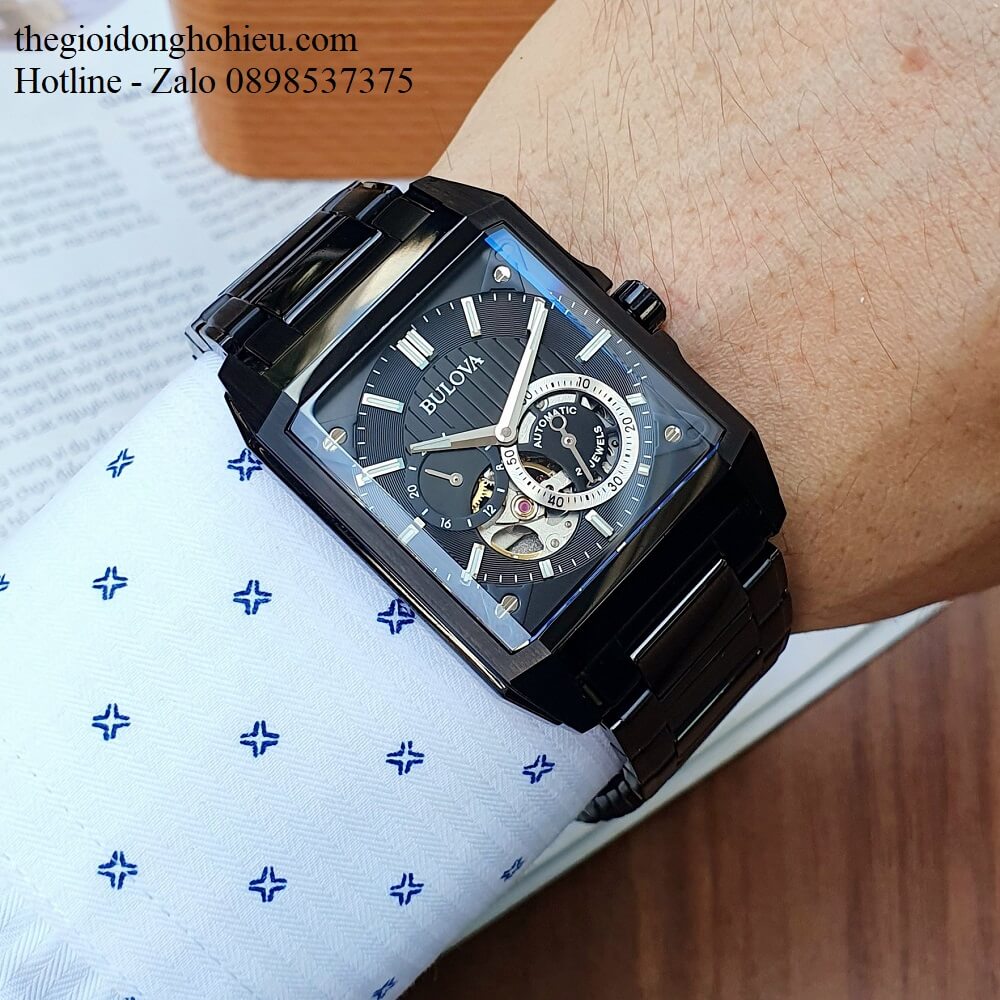 ng H Nam Bulova Automatic T ng Open Heart Black Dial 98A180 35x49mm ng H Chinh Hang