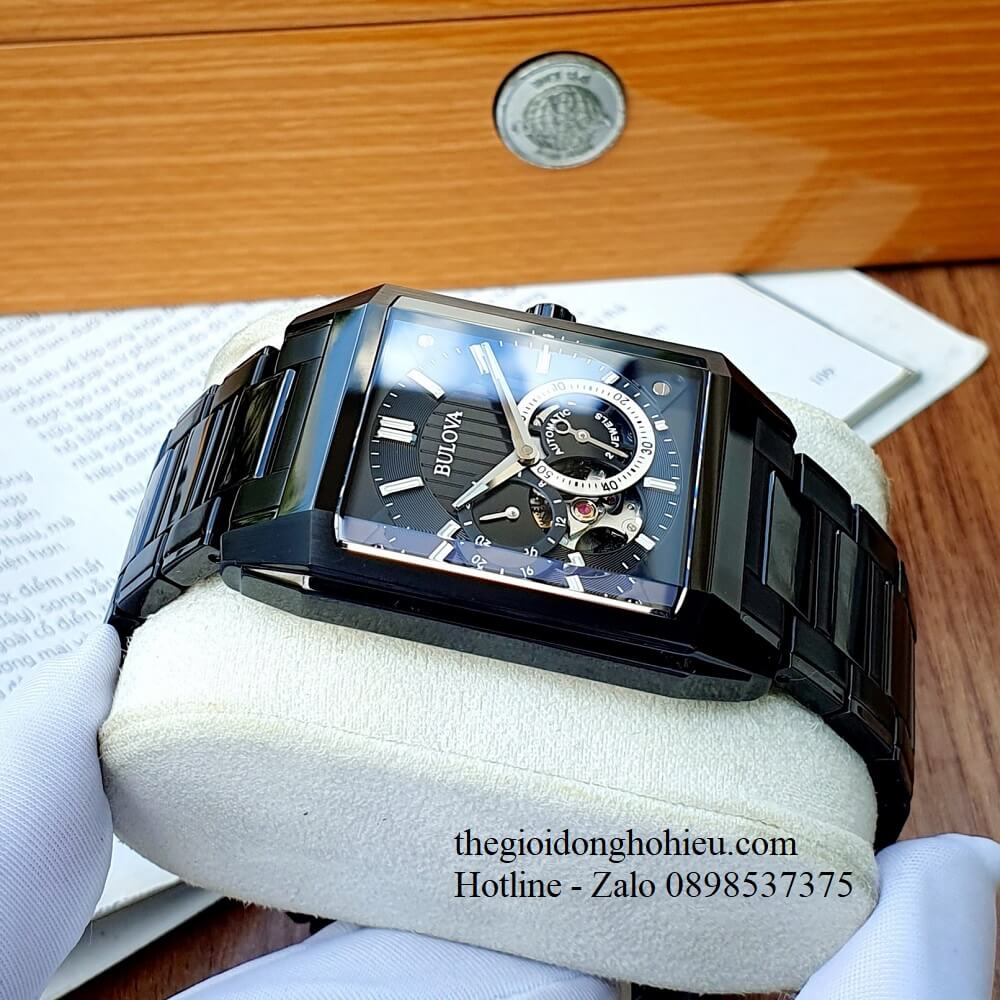 ng H Nam Bulova Automatic T ng Open Heart Black Dial 98A180 35x49mm ng H Chinh Hang