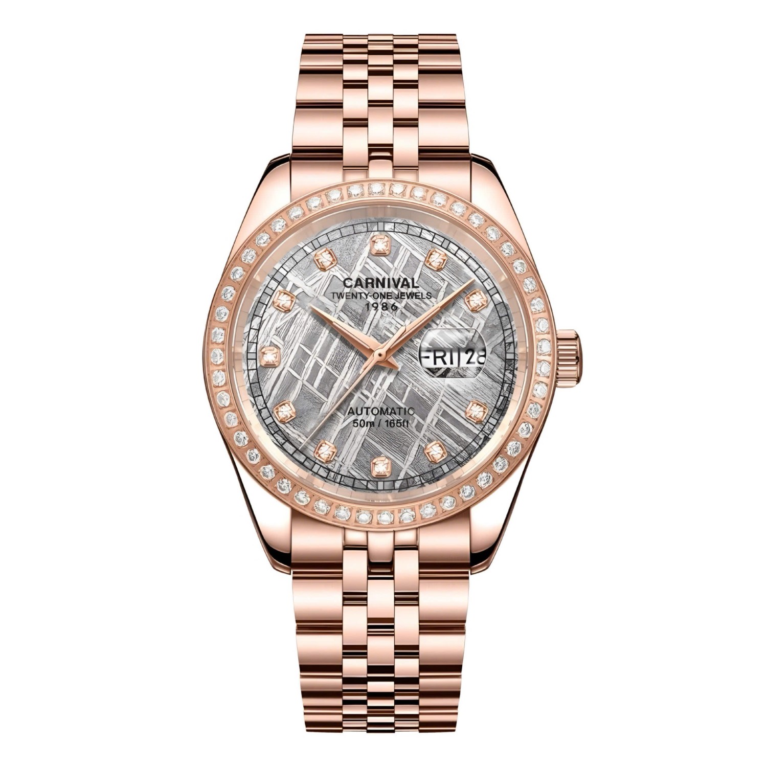 Đồng Hồ Nam Carnival 8131G2-VH-TT Automatic Dây Thép Vàng Hồng Mặt Thiên Thạch Size 40mm