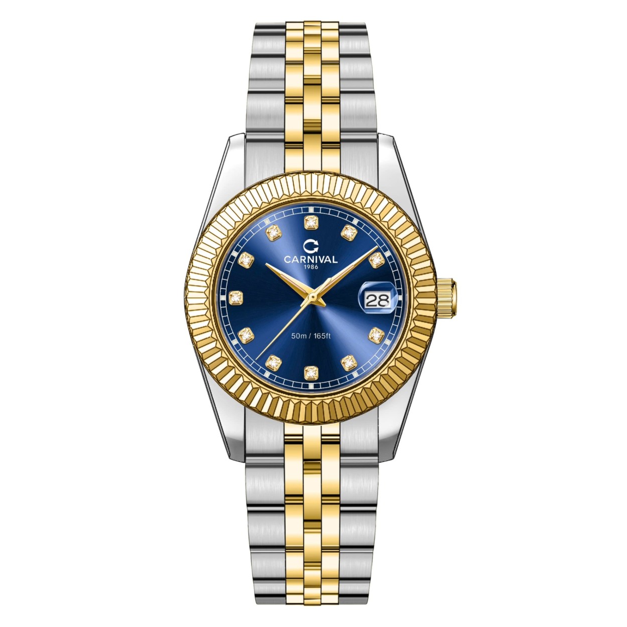 Đồng Hồ Nữ Carnival 8131L-CV-X Demi Vàng Mặt Xanh Dương Size 30mm Quartz Japan