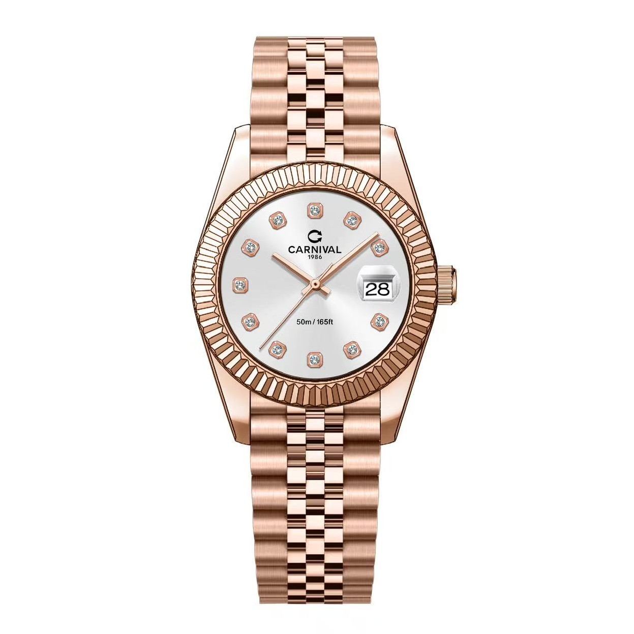 Đồng Hồ Nữ Carnival 8250L-VH-T Màu Vàng Hồng Mặt Trắng Size 30mm Quartz Japan