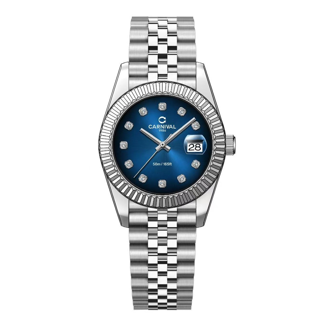 Đồng Hồ Nữ Carnival 8250L-VT-X Dây Thép Silver Mặt Xanh Dương Size 30mm Quartz Japan