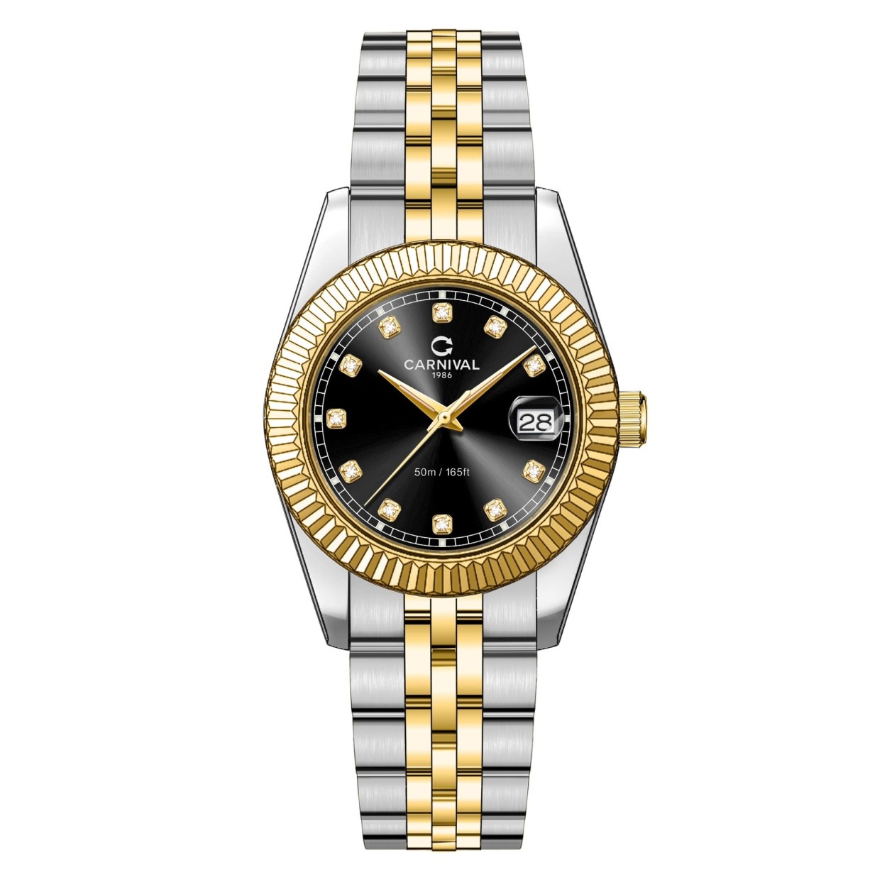 Đồng Hồ Nữ Carnival 8131L-CV-D Demi Vàng Mặt Đen Size 30mm Quartz Japan
