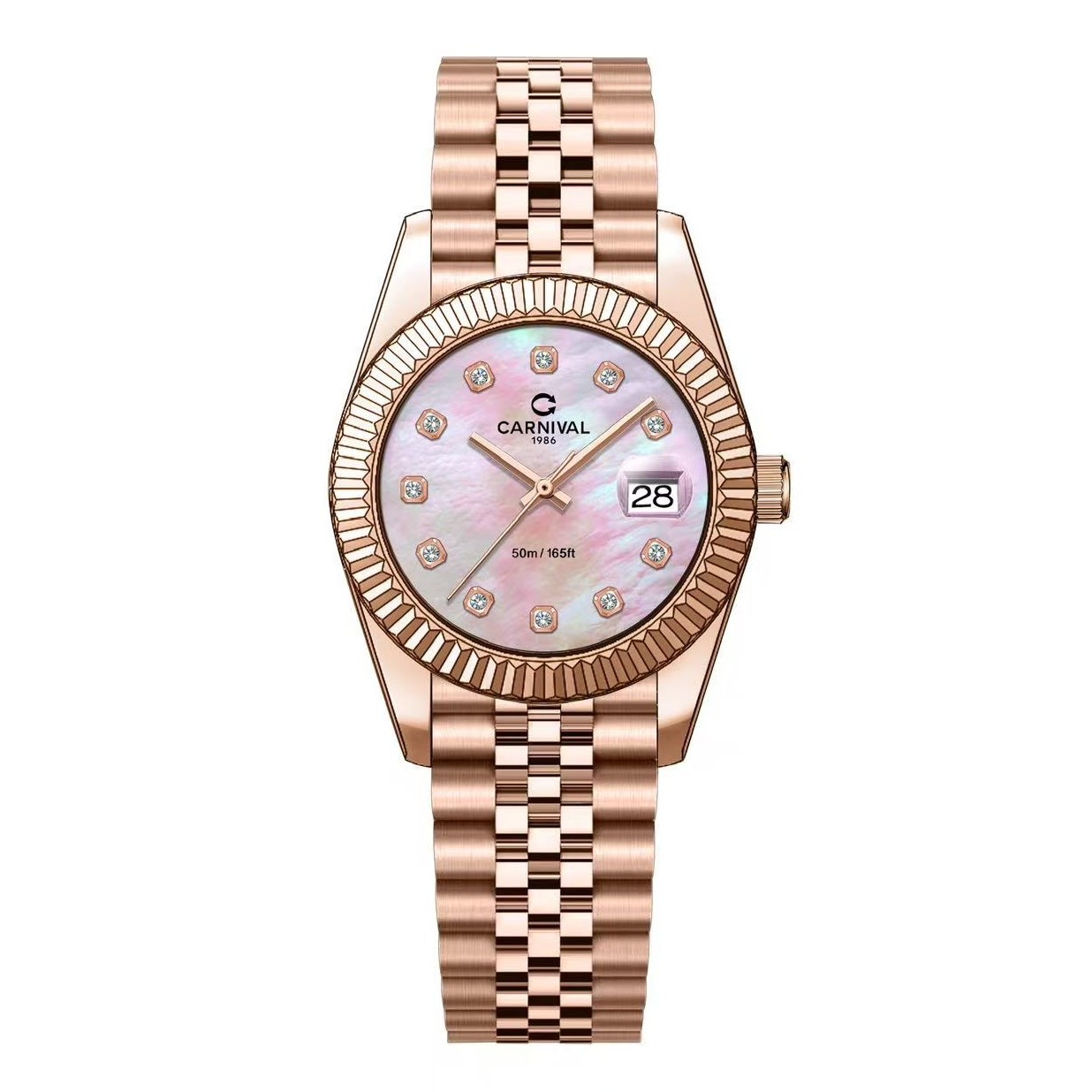 Đồng Hồ Nữ Carnival 8250L-VH-HK Màu Vàng Hồng Mặt Xà Cừ Hồng Size 30mm - Quartz Japan