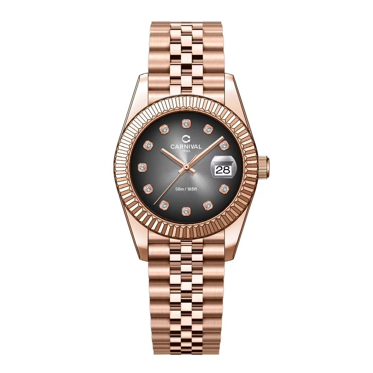 Đồng Hồ Nữ Carnival 8250L-VH-TX Màu Vàng Hồng Mặt Ombre Đen Xám Size 30mm Quartz Japan