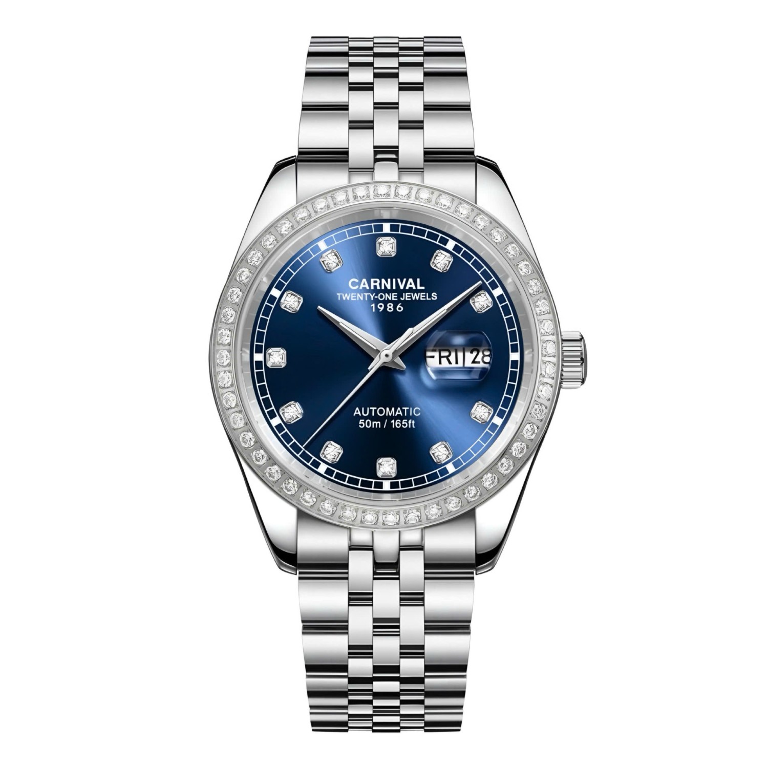 Đồng Hồ Nam Carnival 8131G2-VT-X Automatic Dây Thép Bạc Mặt Xanh Navy Size 40mm