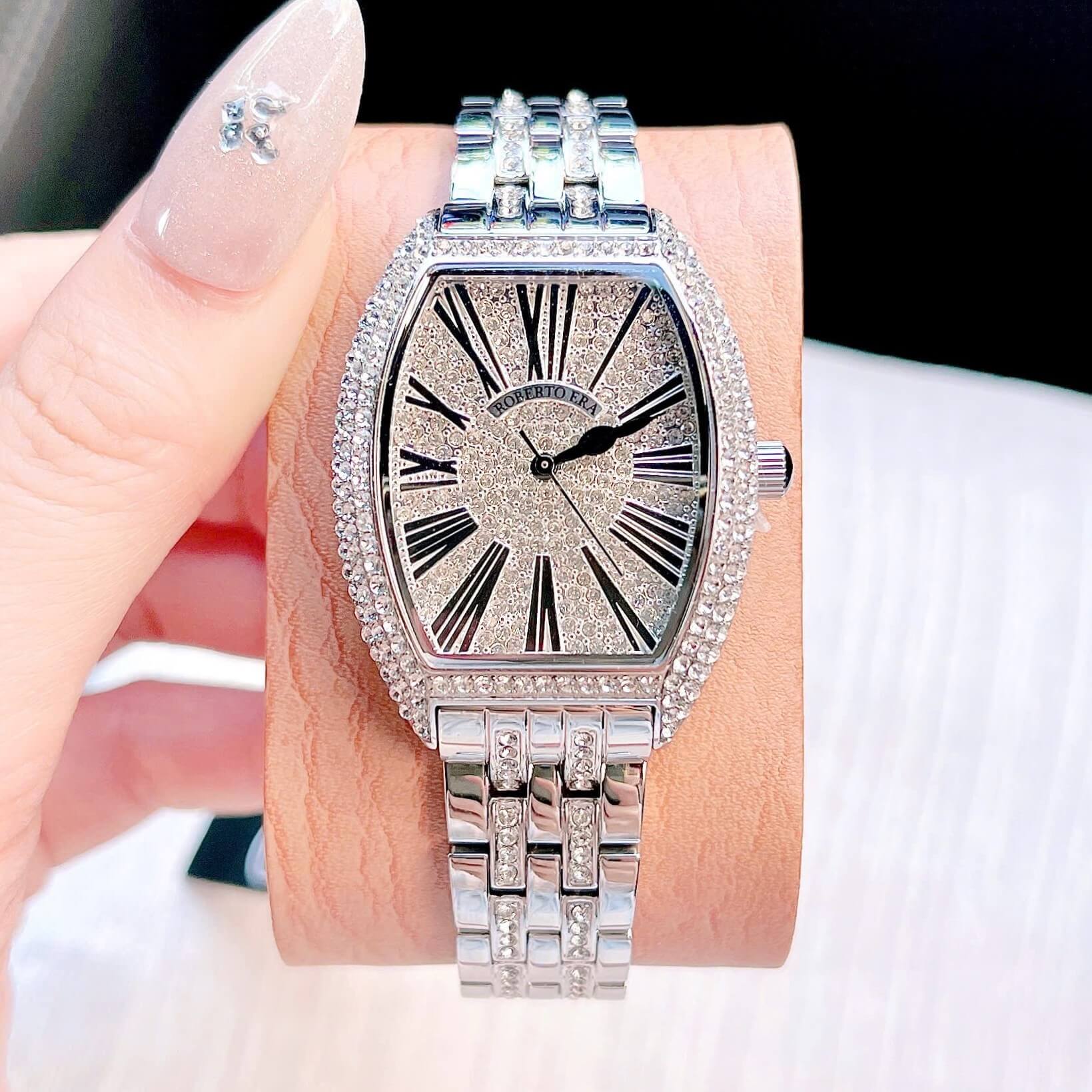 Đồng hồ nữ chính hãng Roberto Era RE021 dây kim loại silver, mặt đồng hồ oval size 36mm