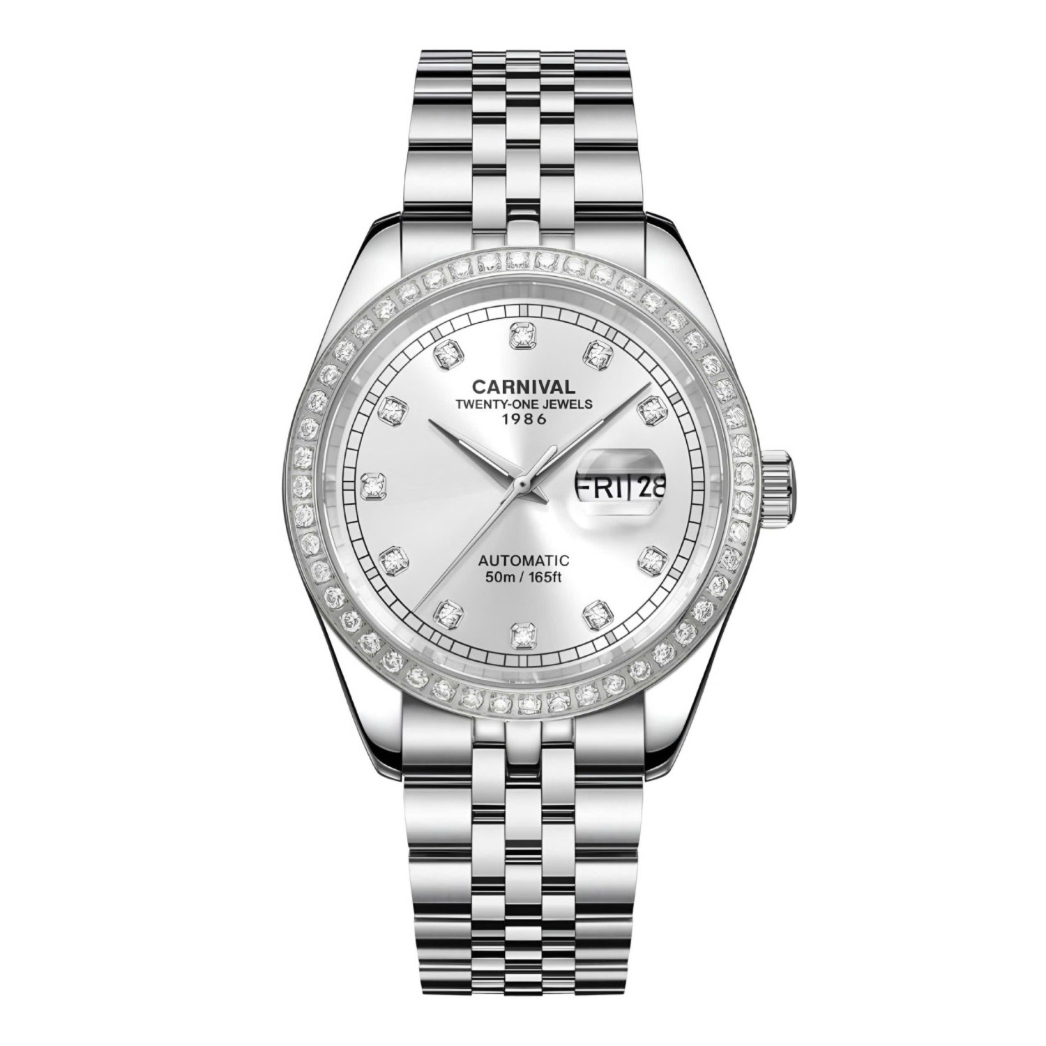Đồng Hồ Nam Carnival 8131G2-VT-T Automatic Dây Thép Bạc Mặt Trắng Size 40mm