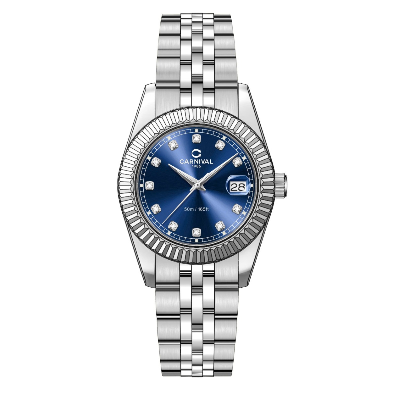 Đồng Hồ Nữ Carnival 8131L-VT-X Dây Thép Bạc Mặt Xanh Dương Size 30mm Quartz Japan