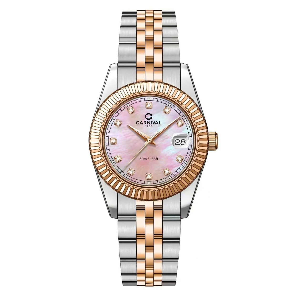 Đồng Hồ Nữ Carnival 8131L-CH-HK Demi Vàng Hồng Mặt Xà Cừ Hồng Size 30mm Quartz Japan