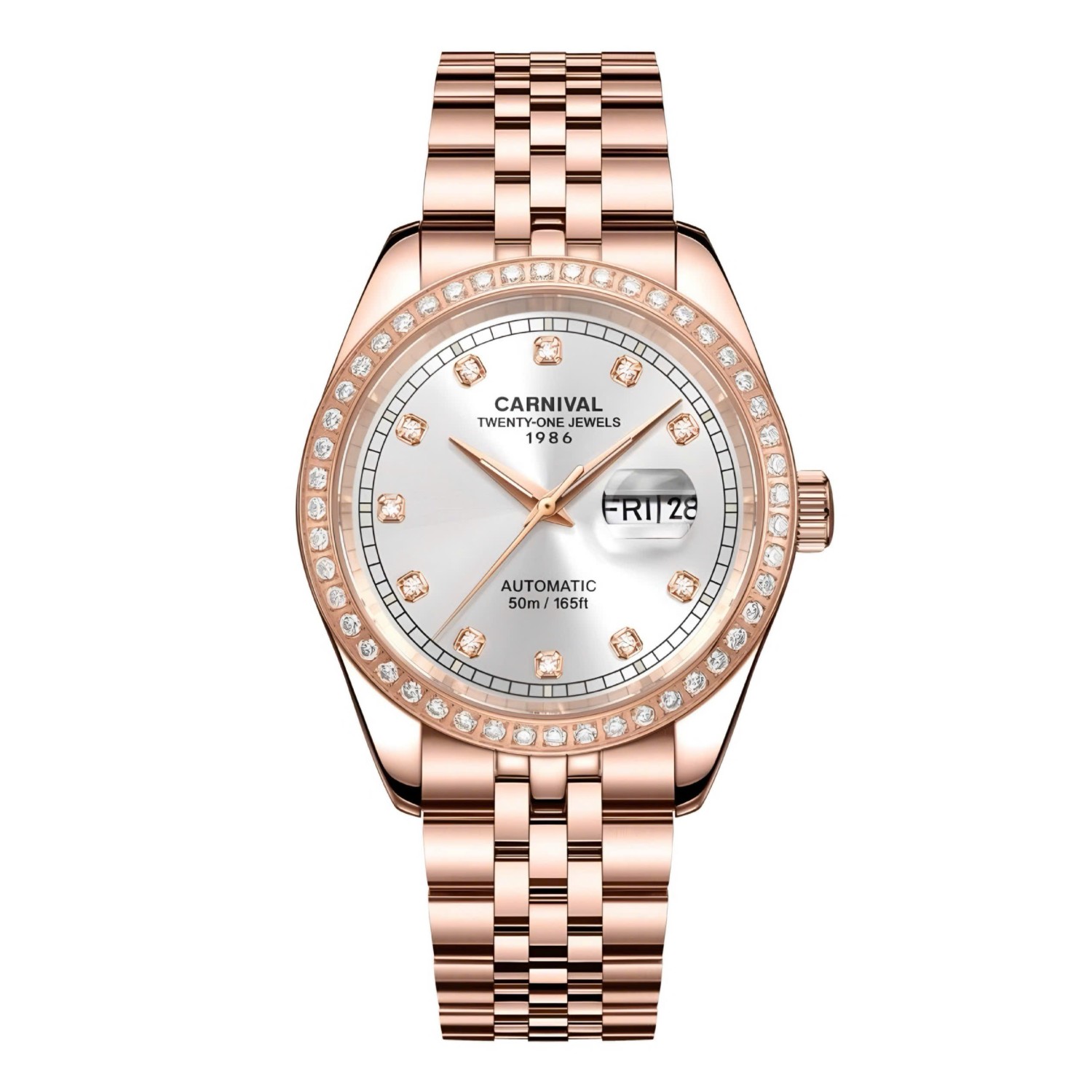 Đồng Hồ Nam Carnival 8131G2-VH-T Automatic Dây Thép Vàng Hồng Mặt Trắng Size 40mm