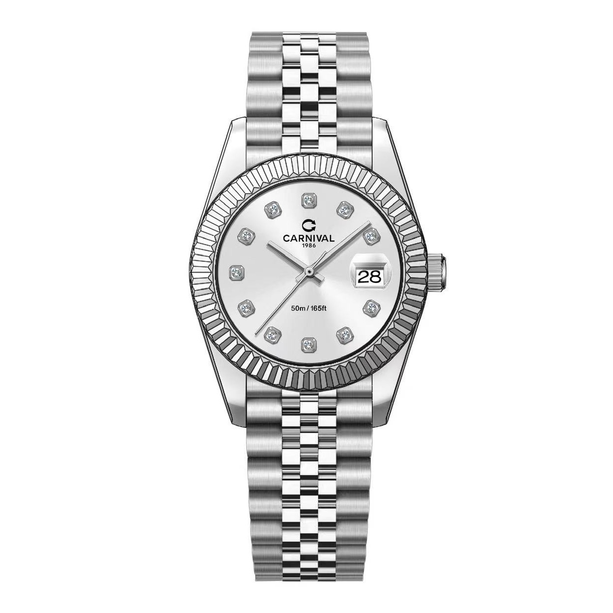 Đồng Hồ Nữ Carnival 8250L-VT-T Dây Thép Silver Mặt Trắng Size 30mm Quartz Japan