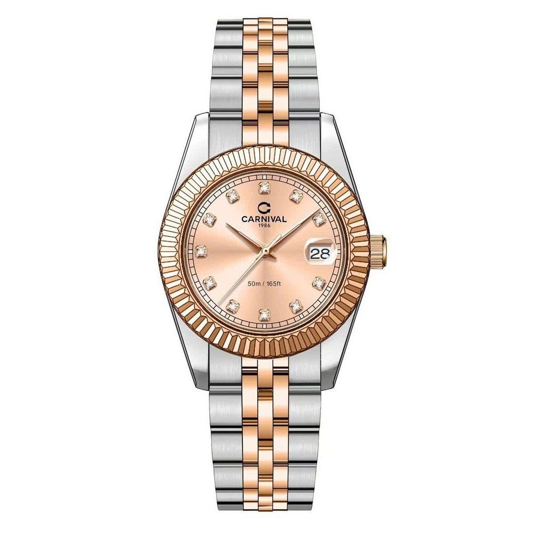 Đồng Hồ Nữ Carnival 8131L-CH-NN Demi Vàng Hồng Mặt Vàng Hồng Size 30mm Quartz Japan