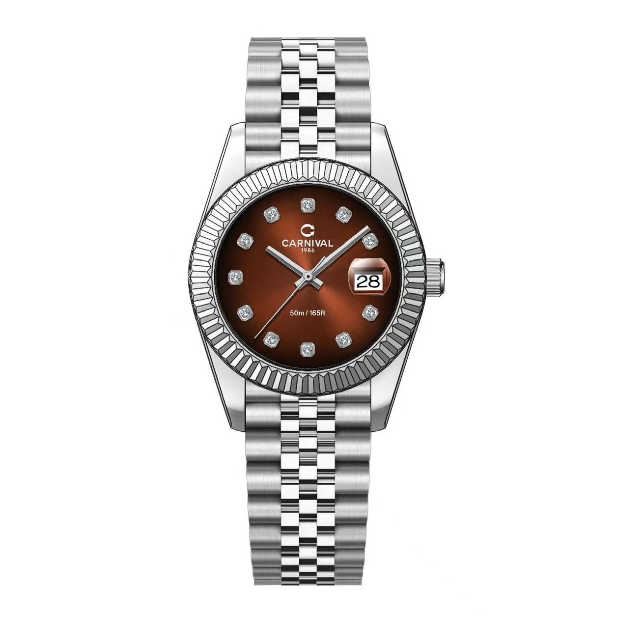 Đồng Hồ Nữ Carnival 8250L-VT-N Dây Thép Silver Mặt Nâu Socola Size 30mm Quartz Japan