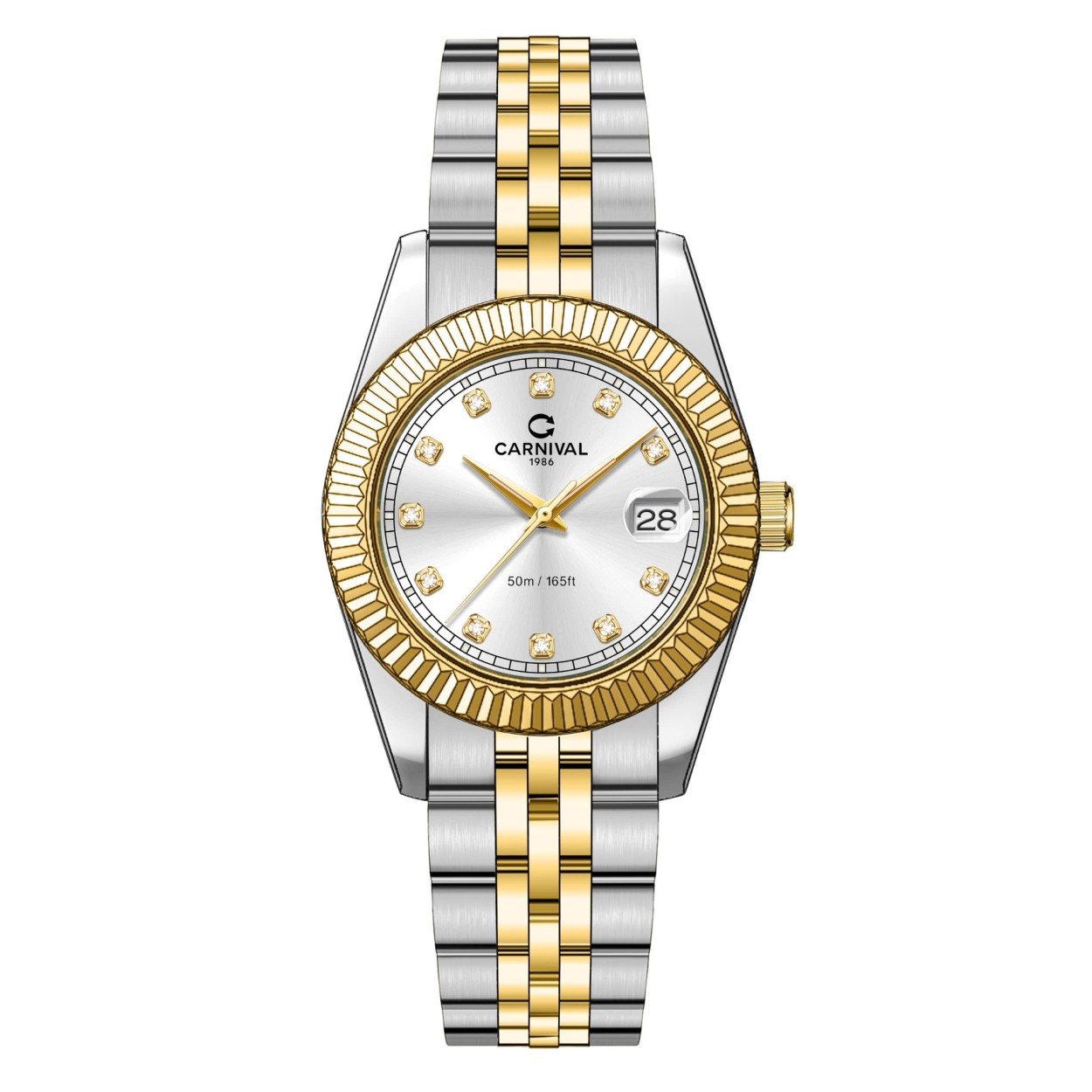 Đồng Hồ Nữ Carnival 8131L-CV-D Demi Vàng Mặt Trắng Size 30mm Quartz Japan