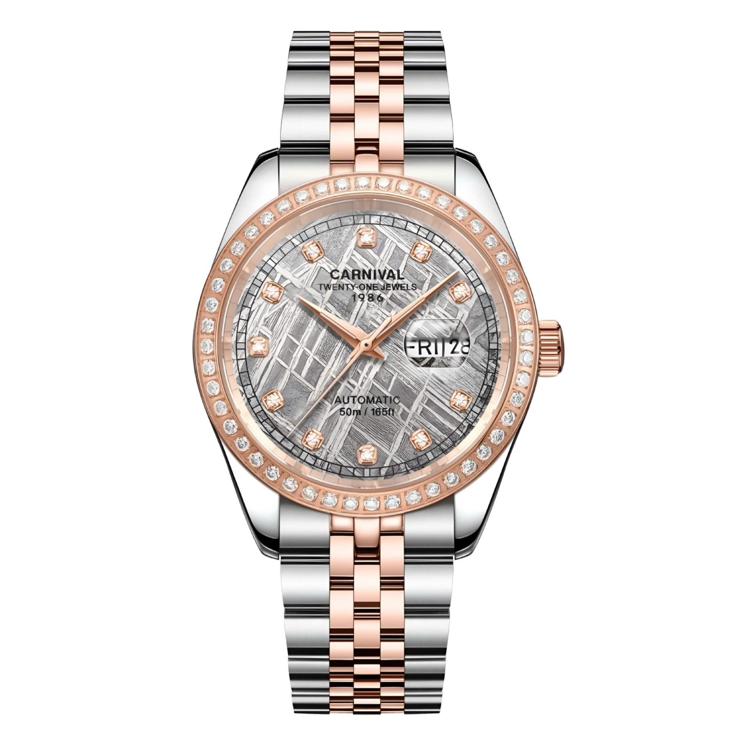 Đồng Hồ Nam Carnival 8131G2-CH-TT Automatic Dây Thép Demi Vàng Hồng Mặt Thiên Thạch Size 40mm