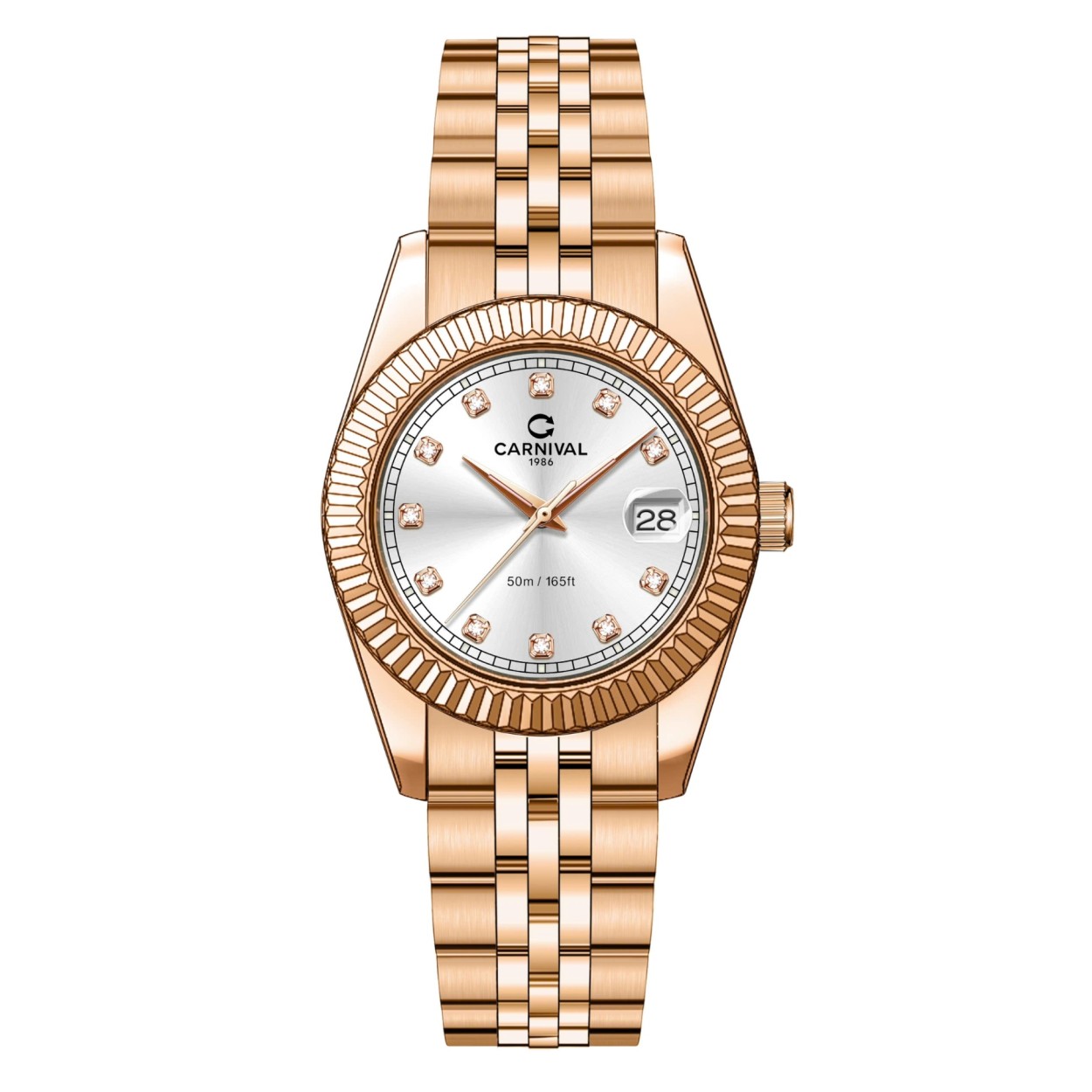Đồng Hồ Nữ Carnival 8131L-VH-T Dây Thép Vàng Hồng Mặt Trắng Size 30mm Quartz Japan