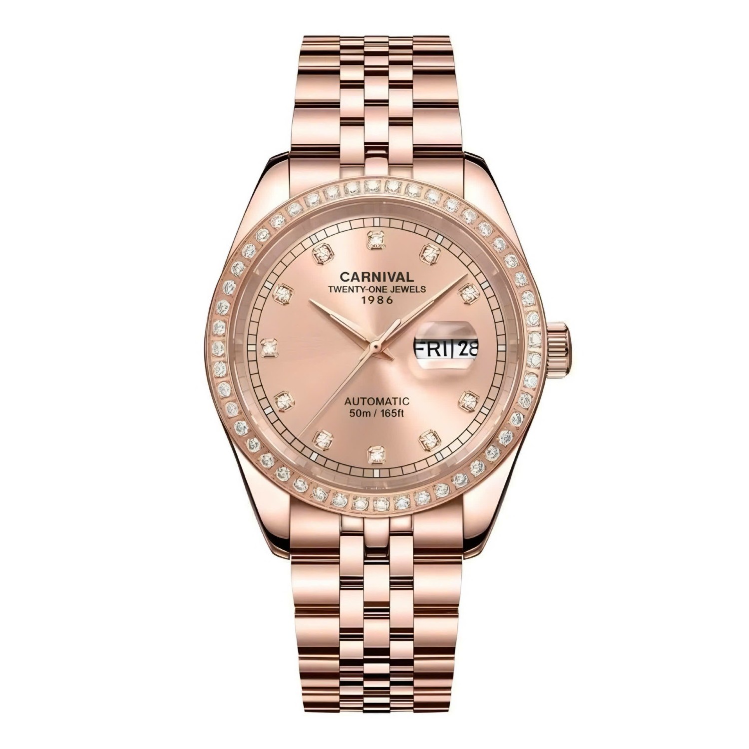 Đồng Hồ Nam Carnival 8131G2-VH-NN Automatic Dây Thép Vàng Hồng Mặt Vàng Hồng Size 40mm