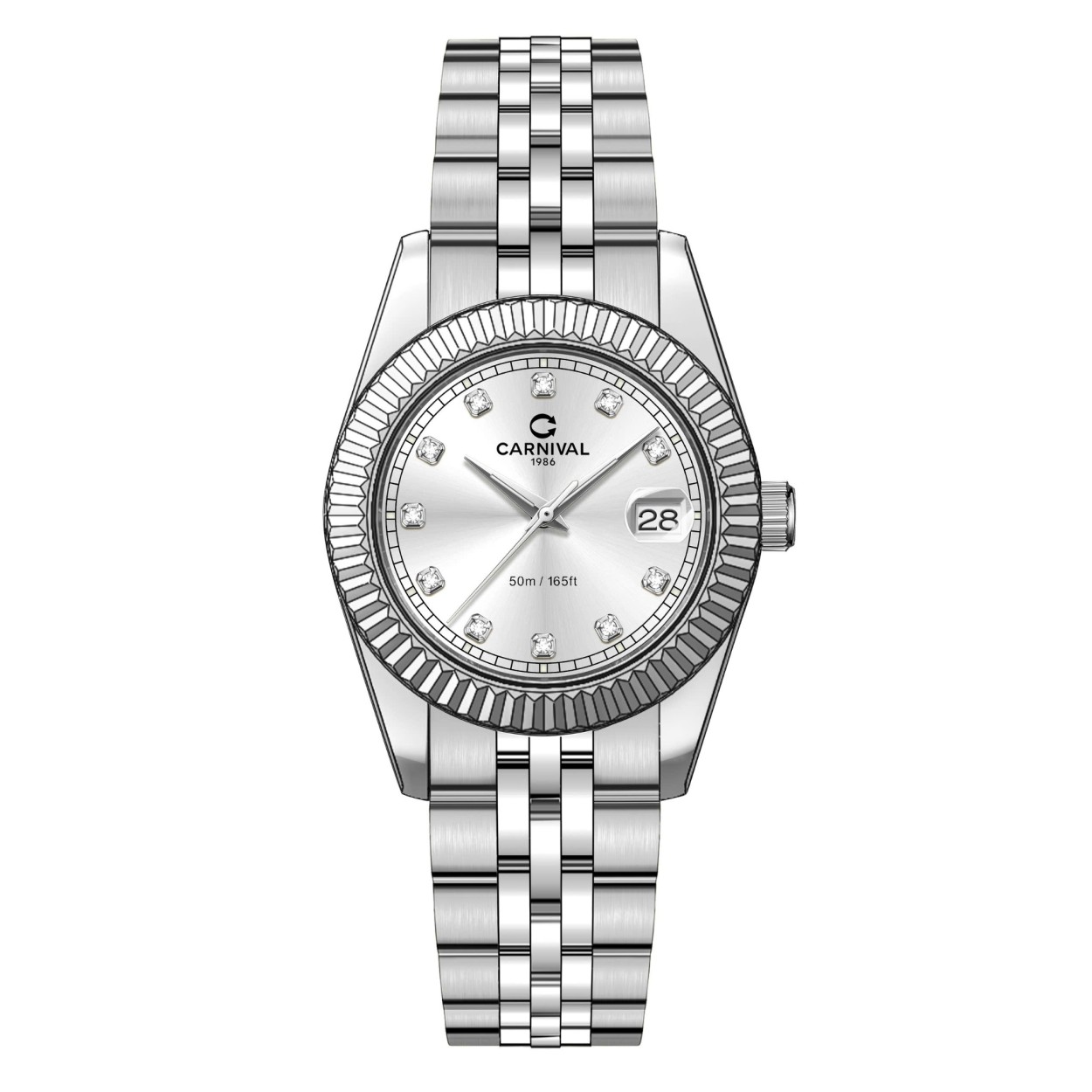 Đồng Hồ Nữ Carnival 8131L-VT-T Dây Thép Bạc Mặt Trắng Size 30mm Quartz Japan