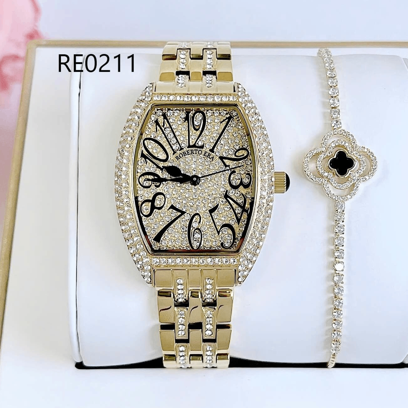 Đồng hồ nữ chính hãng Roberto Era RE0211 dây kim loại màu vàng gold, mặt đồng hồ oval size 36mm