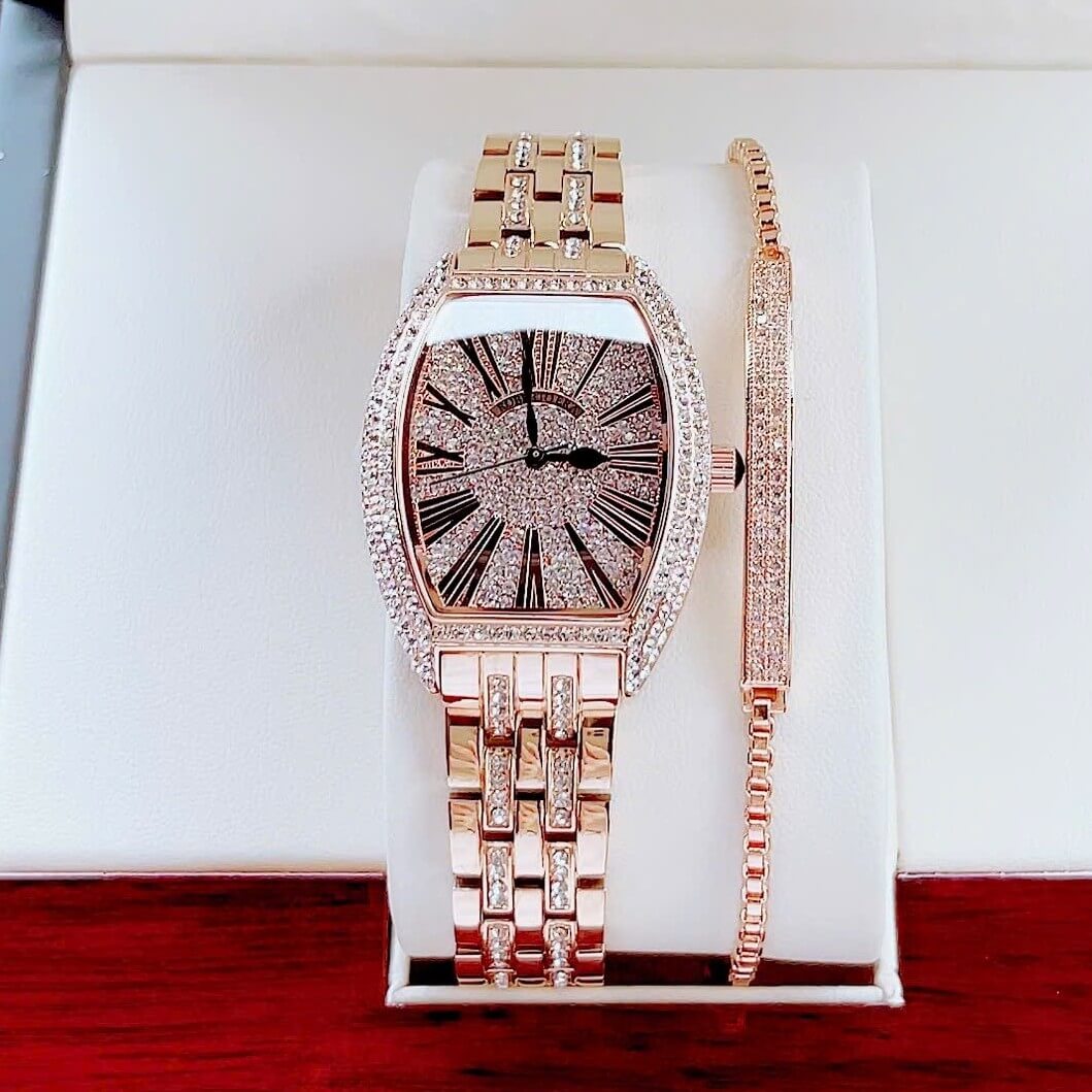 Đồng hồ nữ chính hãng Roberto Era RE0215 dây kim loại màu vàng hồng, mặt đồng hồ oval size 36mm