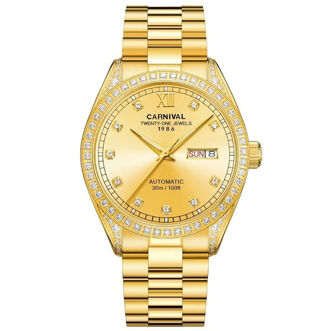 Đồng Hồ Nam Carnival Datejust 8907G Dây Thép Vỏ Gold 40mm