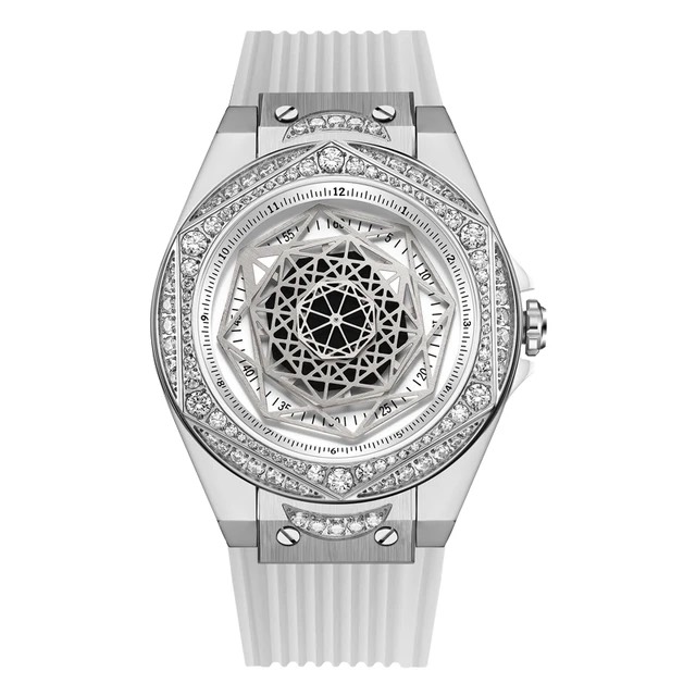 Đồng Hồ Hanboro Nữ 674 Dây Silicone Trắng Silver 38mm