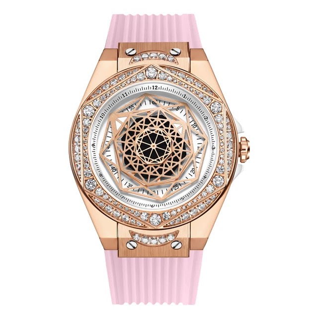 Đồng Hồ Hanboro Nữ 674 Dây Silicone Hồng Rose Gold 38mm