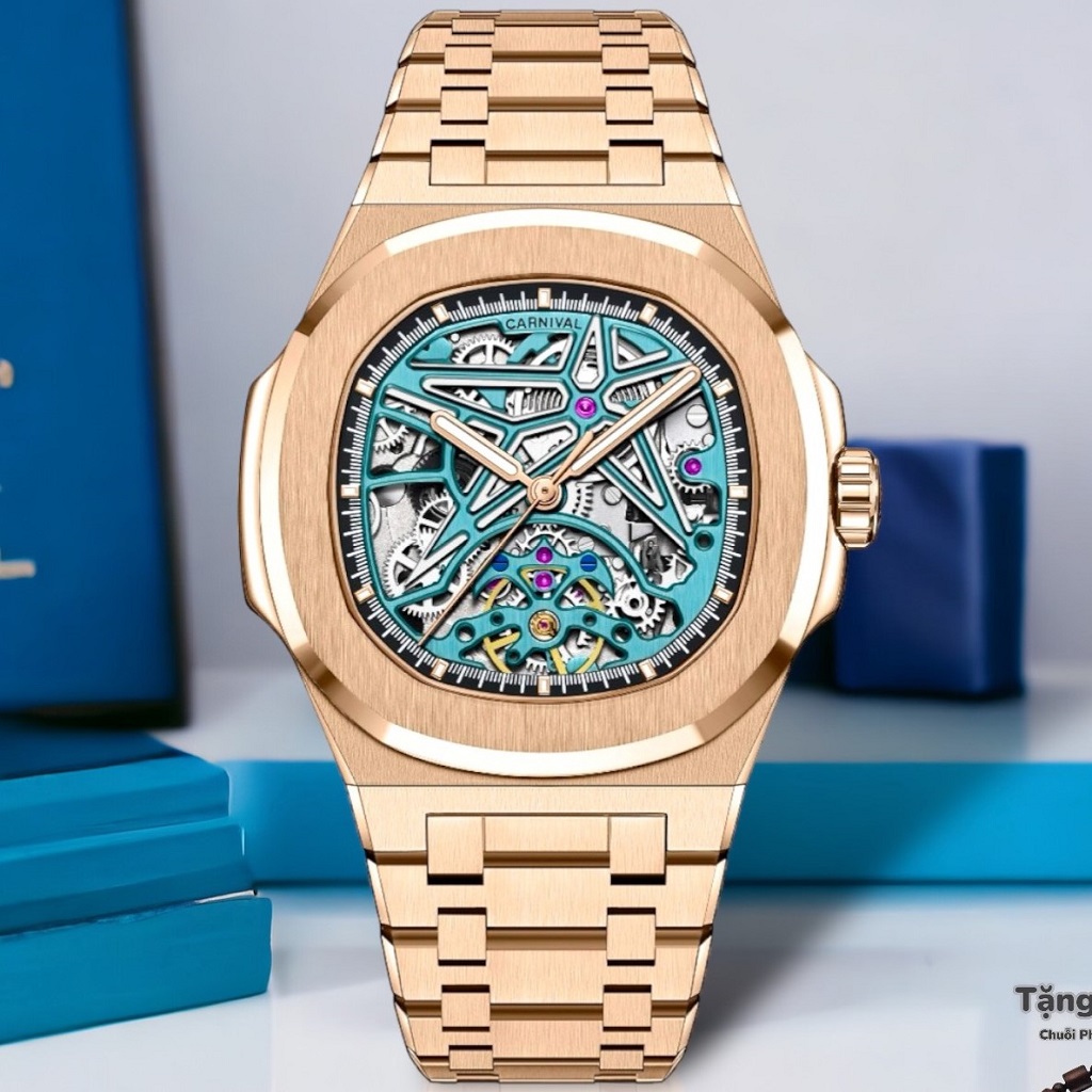 Đồng Hồ Nam Carnival 8118G2 Rose Gold 40mm Mặt Xanh