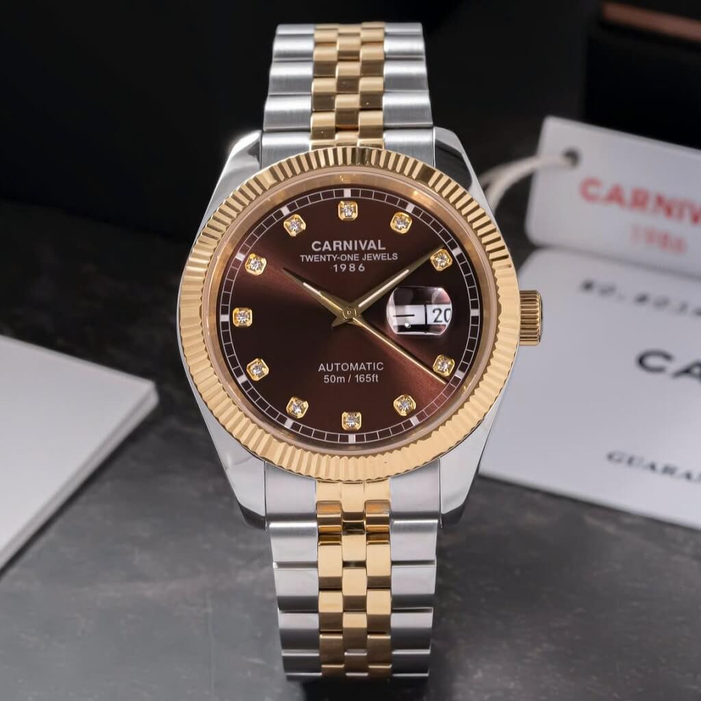 Đồng Hồ Nam Carnival 8131G Dây Thép Vỏ Demi Rose Gold 41mm Chính Hãng