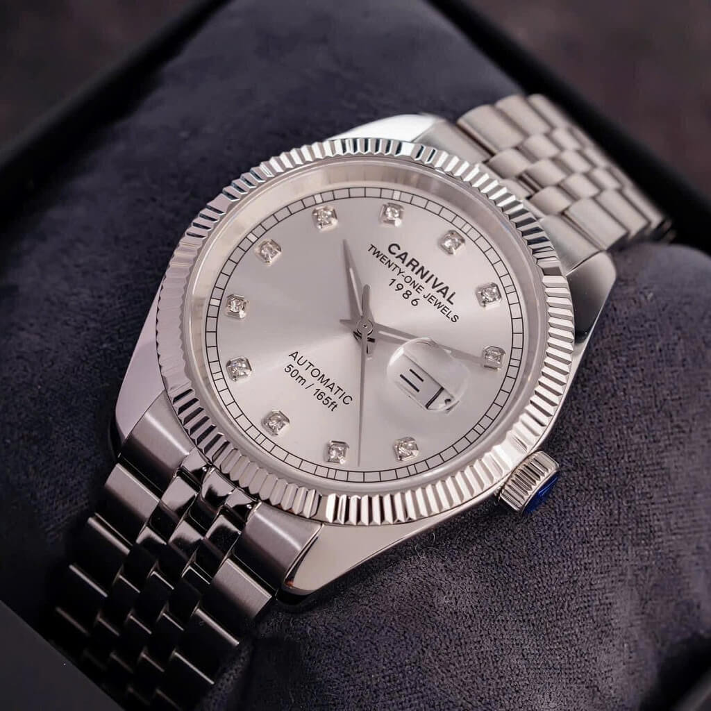 Đồng Hồ Nam Carnival 8131G Dây Thép Vỏ Silver White 41mm Chính Hãng