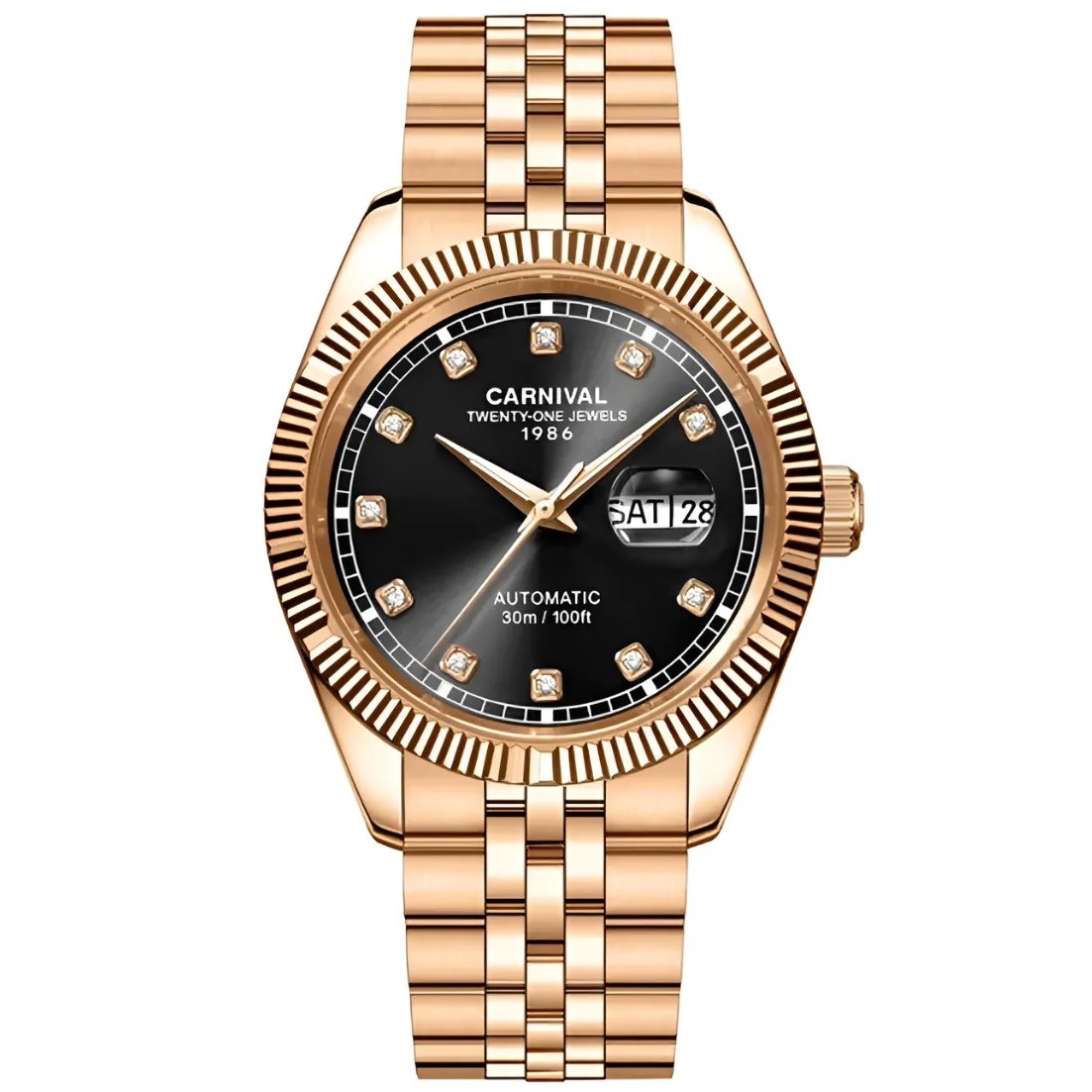 Đồng Hồ Nam Carnival 8131G Dây Thép Rose Gold Black 41mm Chính Hãng