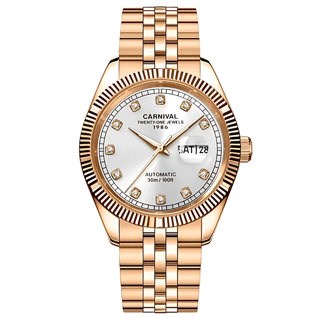 Đồng Hồ Nam Carnival 8131G Dây Thép Rose Gold White 41mm Chính Hãng
